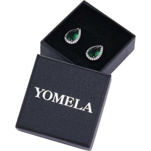 Women's Teardrop Mall Dainty Birthstone Cubic Zirconia Green Elegant Earring - Picture 6 of 6